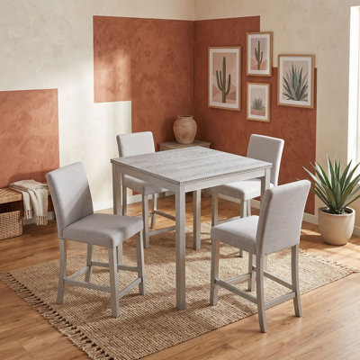 5-Piece Square Dining Set with Upholstered Chairs