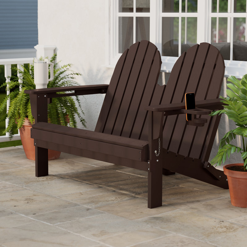 Poly Adirondack 49" Folding Bench, Dark Brown