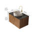 Meuble-lavabo mural moderne de 30 pouces avec comptoir en pierre frittée noire et lavabo en céramique blanche, portes doubles pour plus de rangement