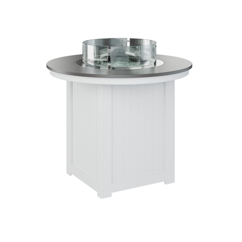 Berlin Gardens Donoma 44″ Round Counter Height Fire Pit Table, Hammered Stainless, 36.5" H x 44" W x 44" D