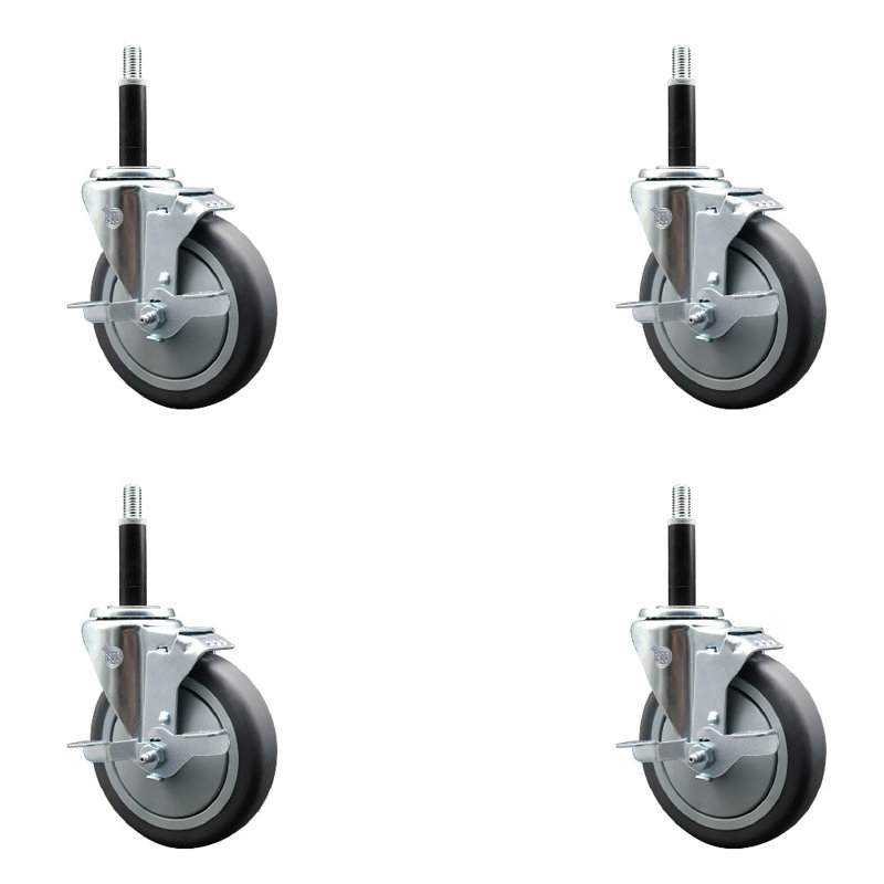 Ensemble de roulettes extensibles en caoutchouc thermoplastique pivotant 3/4 po avec frein SCC