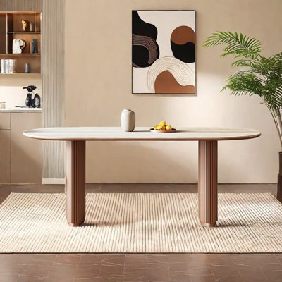 French retro white wax wood dining table