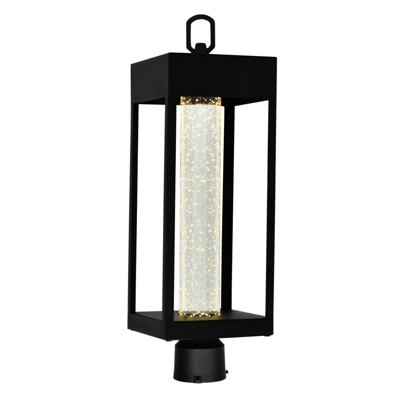 Aissatou LED Integrated Black Outdoor Lantern Head – Weather-Resistant Post Light with 3-Year Warranty