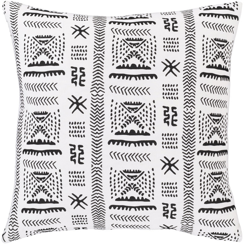 Hetrick Cotton Throw Pillow, White, Polyester/Polyfill