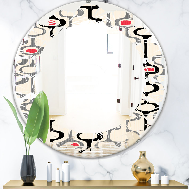Miroir mural sans cadre contemporaine abstract design ix modern, H 23,6 po x l 23,6 po