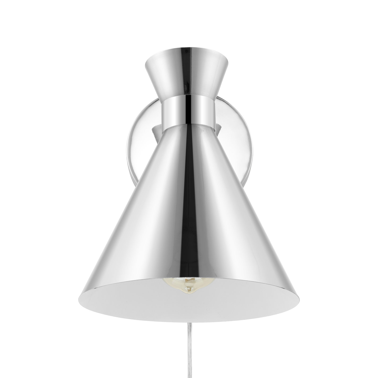 Puliafico Single Light Dimmable Plug-in Armed Sconce, Chrome