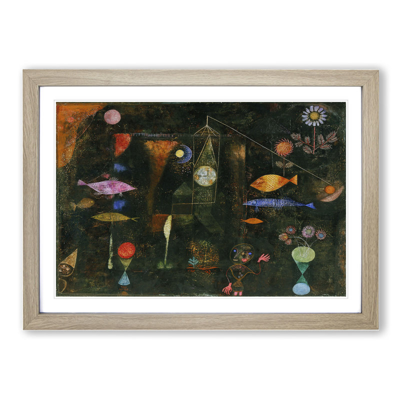Fish Magic by Paul Klee - Picture Frame Painting, Oak Framed, 48cm H x 65cm W x 2cm D