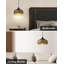 Luminaire suspendu moderne en bois de noyer à motif de dôme suspendu en métal noir mat Finition intérieure dorée Éclairage suspendu réglable pour îlot de cuisine Bureau, couloir, vestibule, chambre à coucher