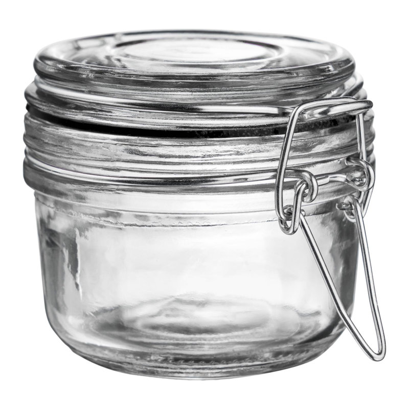 Argon Tableware - Glass Storage Jars, Clear/Black, 7cm H x 7.5cm W x 7.5cm D