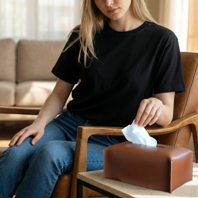 Genuine Leather Tissue Box Cover Rectangle
