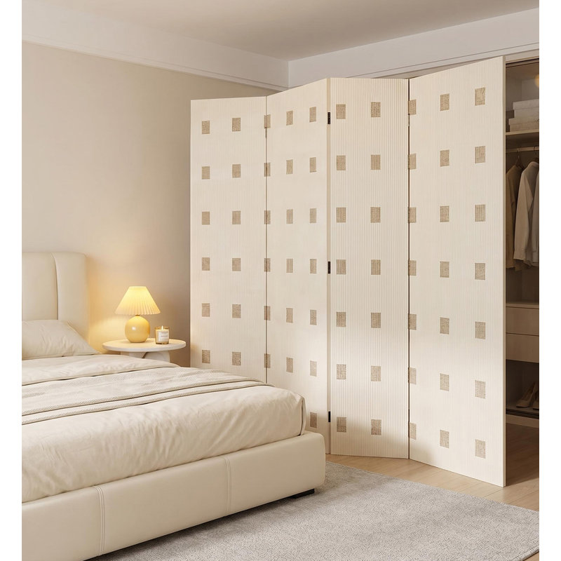 Écran de chambre pliable en cèdre crème, 4, H 74,8 po x l 78,7 po x P 1,2 po