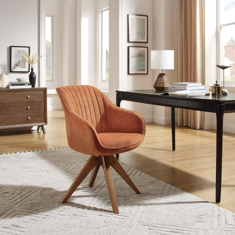 Upholstered Swivel Armchair, Orange