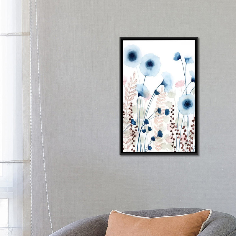 «Sweet Flower Field II» par Grace Popp - Toile tendue, H 26 po x l 18 po x P 1,5 po, Toile avec cadre noir, Pas de tapis