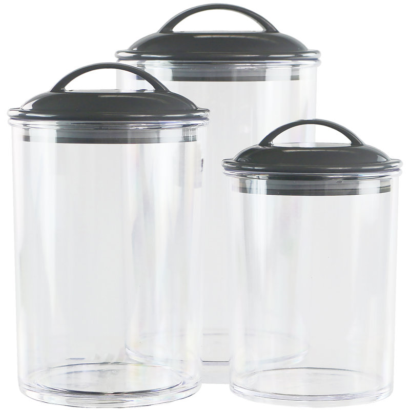 Ensemble de 3 contenants de rangement en acrylique Calypso Basics par Reston Lloyd, Gris