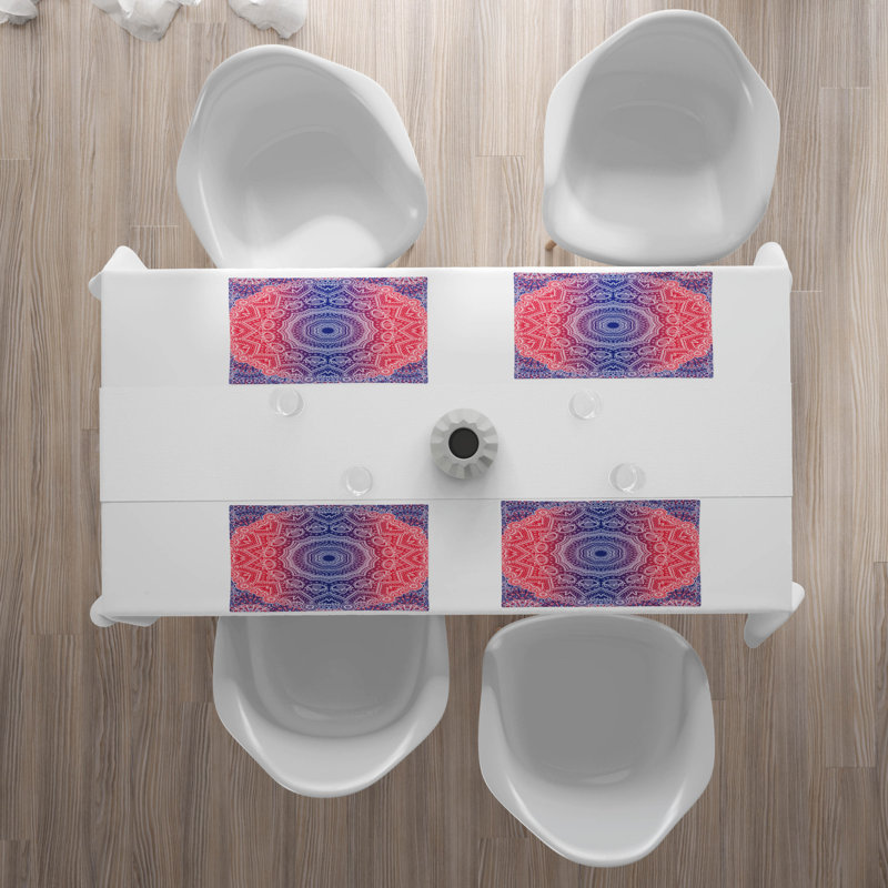 Polyester Abstract Rectangle Placemat, Ruby/Royal Blue