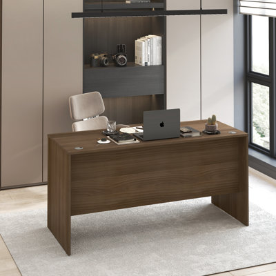 Furinno ROGER Office Desk, 60 Inch Executive Desk, Computer Desk, with Desk Cord Grommet, For Home Study, Office, Coastal Grey