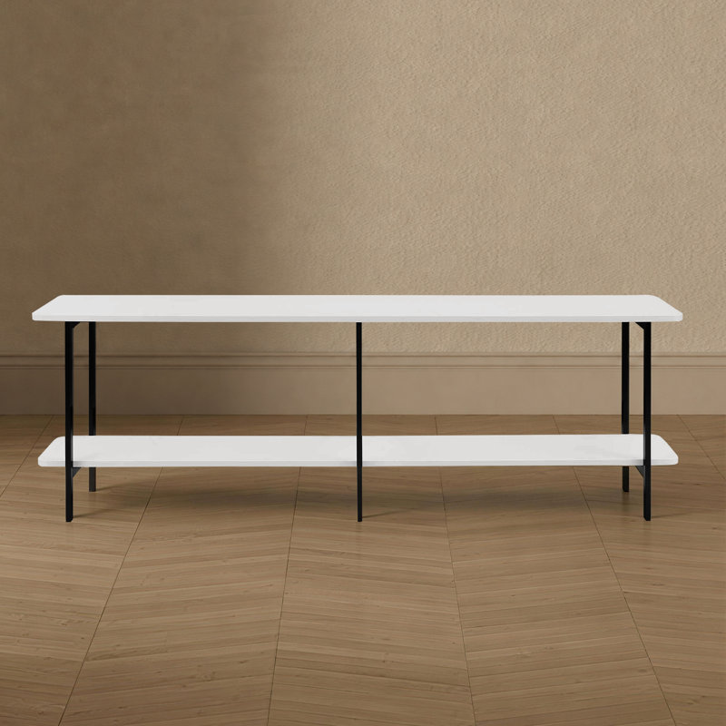 Console contemporaine contemporaine 71 po avec 2 tablettes Celine, Blanc
