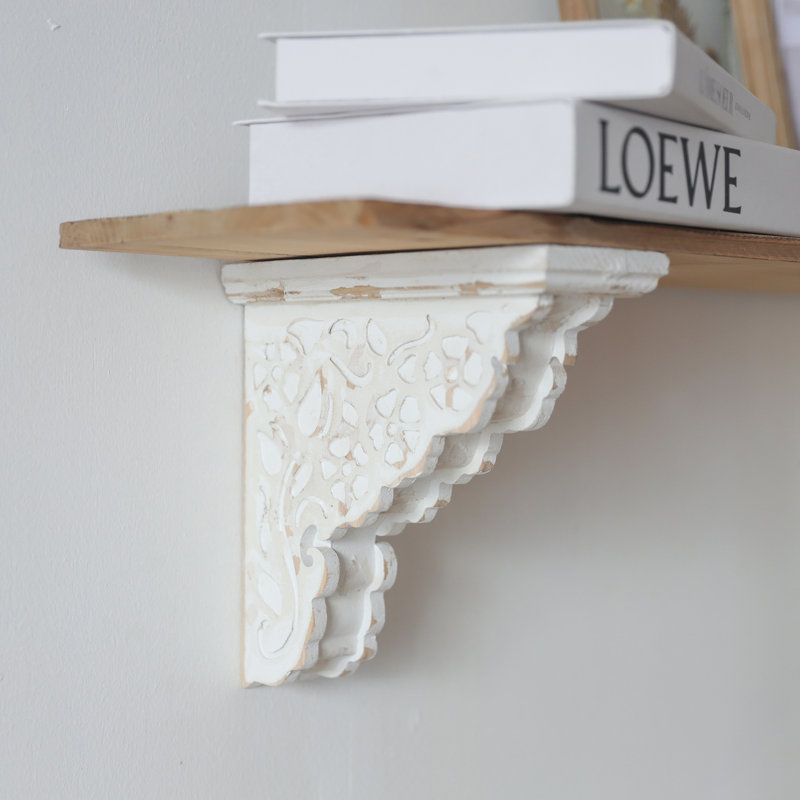 Vintage Farmhouse Brackets,White Wood Brackets for Shelf, Pair of Corbels, Shabby Corbels Brackets for Shelf Wall Decor