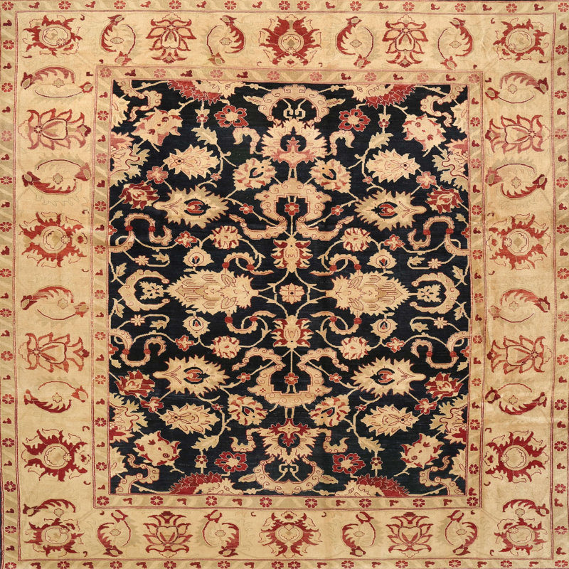 Tapis beige/noir traditionnel Boulmane, Rond 6 pi