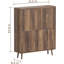 Walnut-Colored Narrow Freestanding Shoe Cabinet For Entryways, Featuring Two Drop-Down Drawers For Space-Saving Storage.