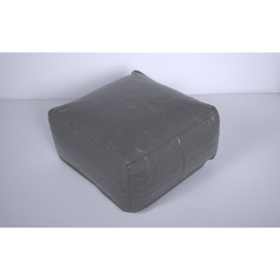 Bambo Faux Leather Rectangle Pouf, Gray