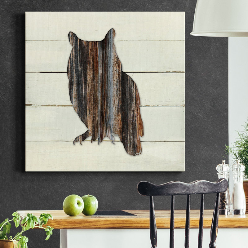 Hibou des bois - reproduction sur toile tendue, H 40 po x l 40 po x P 1 po