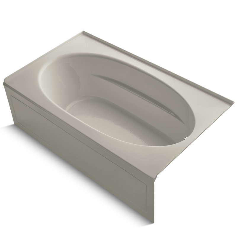 Windward 72" x 42" Alcove Soaking Acrylic Bathtub, Sandbar, Right