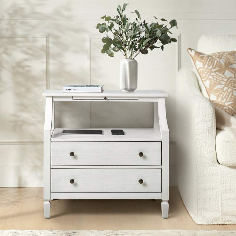 76cm W Bedside Table, White