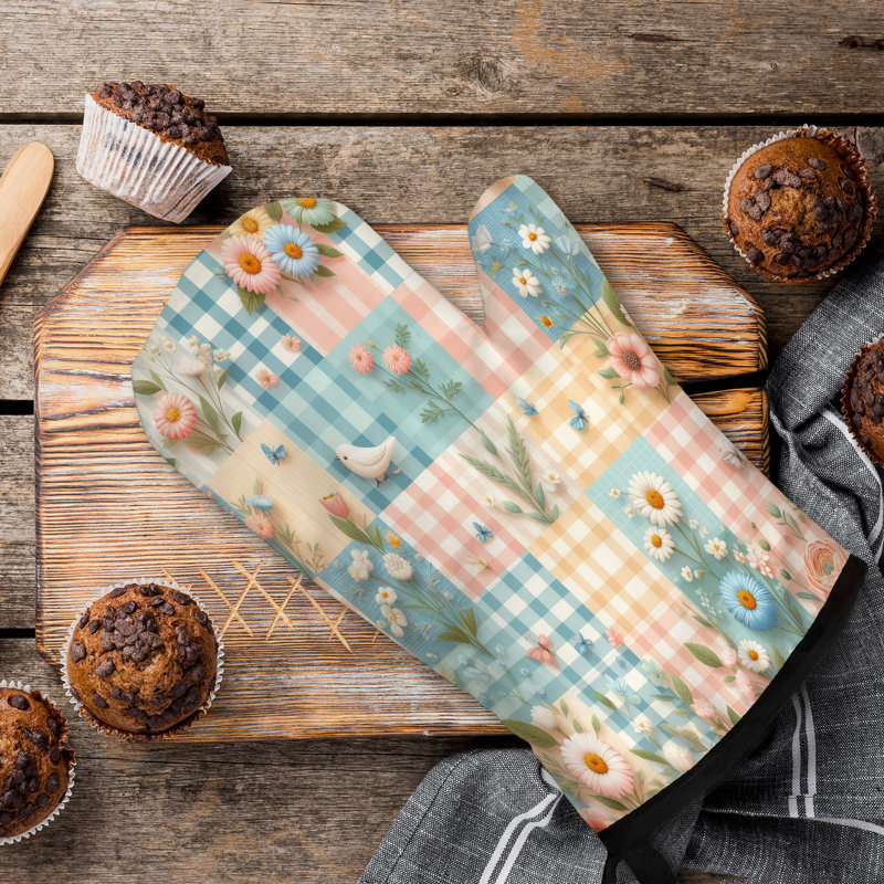 Easter Gingham Set Oven Mitt Cotton Twill