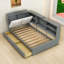 Lit plateforme en bois avec tiroirs, tablettes et tête de lit-33246460