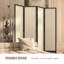 Cloison pliante 4 panneaux noir + bois massif blanc + coton