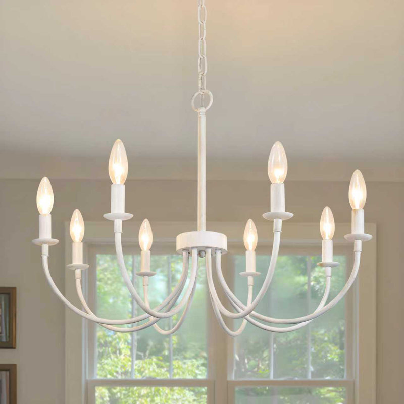 Lustre classique / traditionnel à 8 lumières à intensité variable Krustina, Blanc