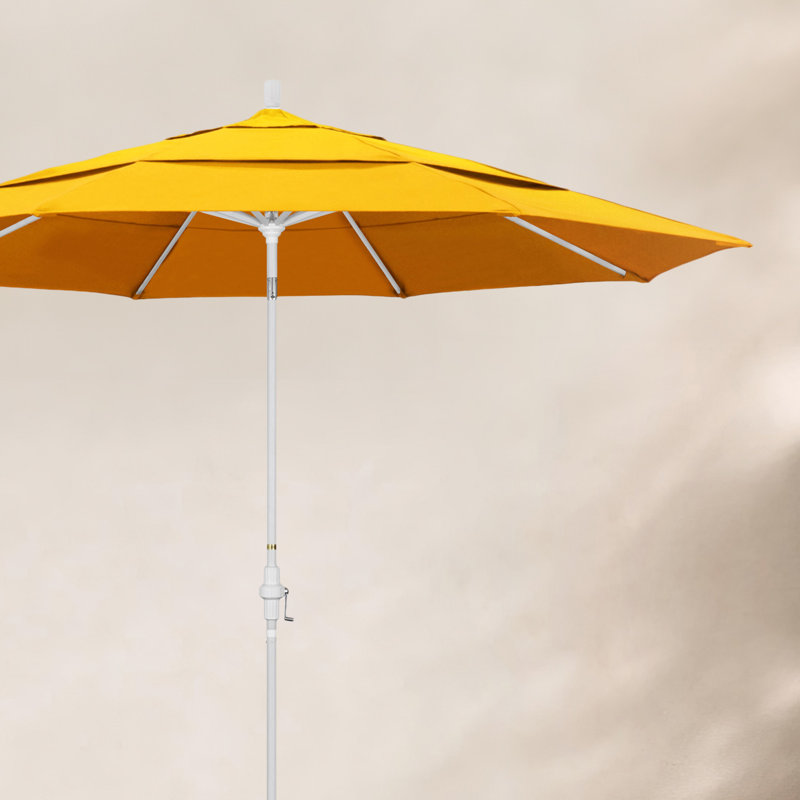 Parasol de marché Broadmeade octogonal Sunbrella, Blanc mat, Toile Sunbrella® jaune tournesol
