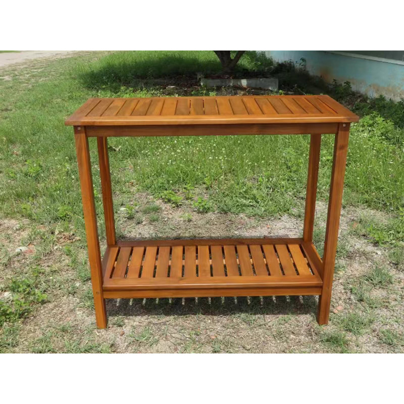 Table pliante carrée d'extérieur en bois massif pour terrasse, balcon, conception portable peu encombrante, Marron clair