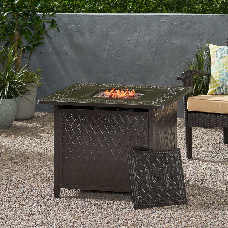 Ernesto Square Aluminum Propane Fire Pit Table