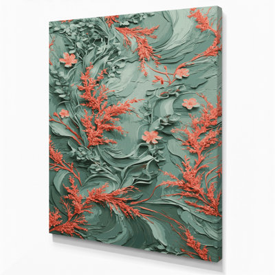 "Abstract Florals 73", art mural sur toile grise