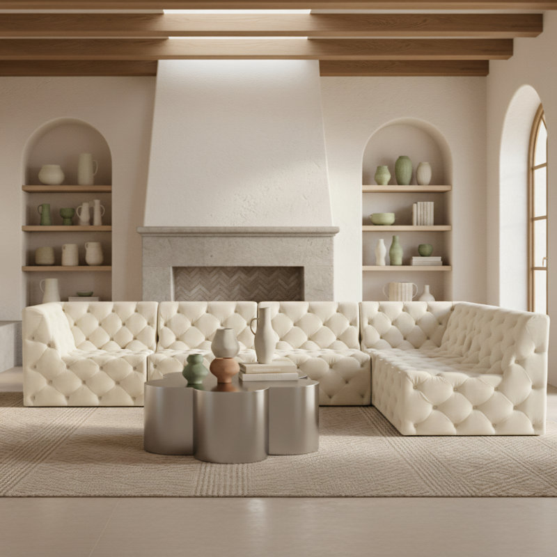 Canapé modulaire Klecka, Velours crème