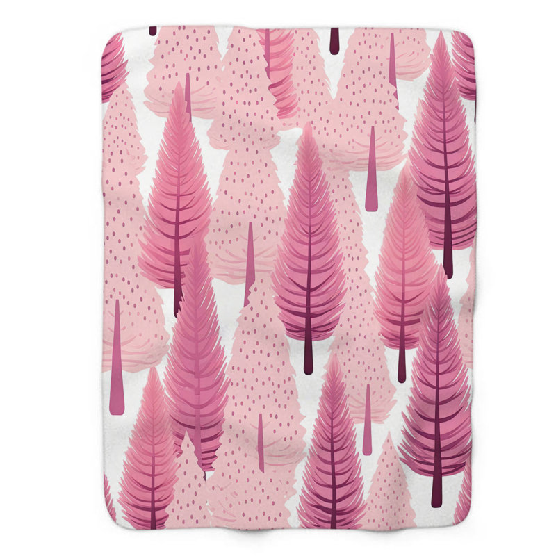 Jeté en pin rose 1 pièce Premium Sherpa, Lit simple