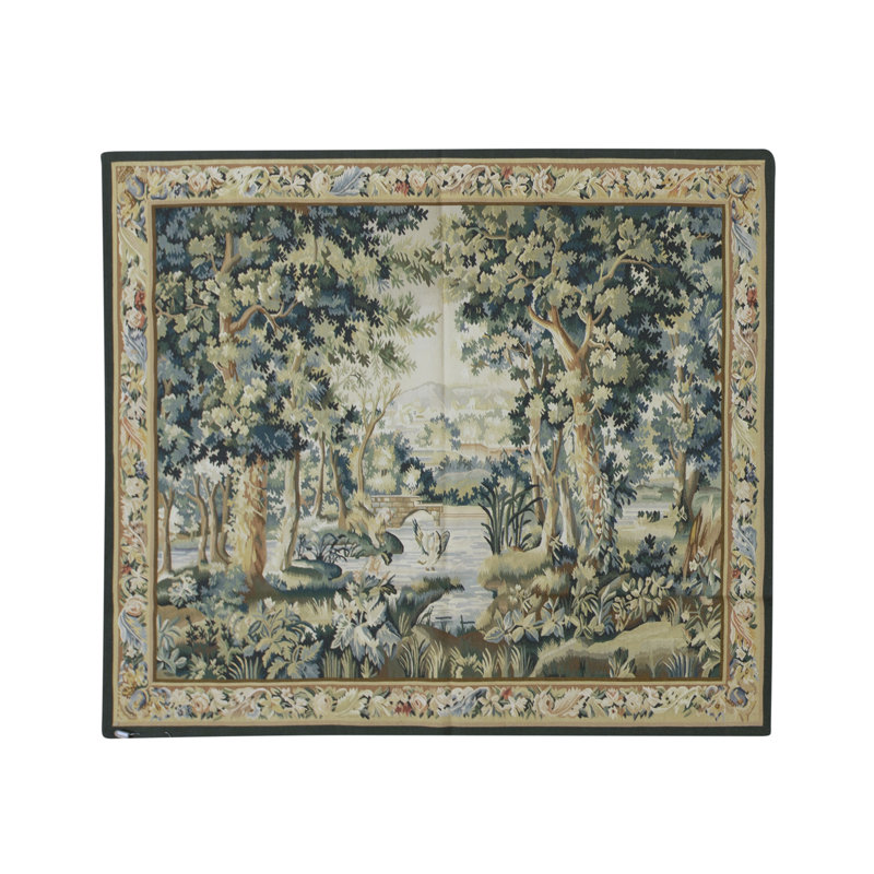 Hand-Knotted High-Quality Green and Gold Area Rug