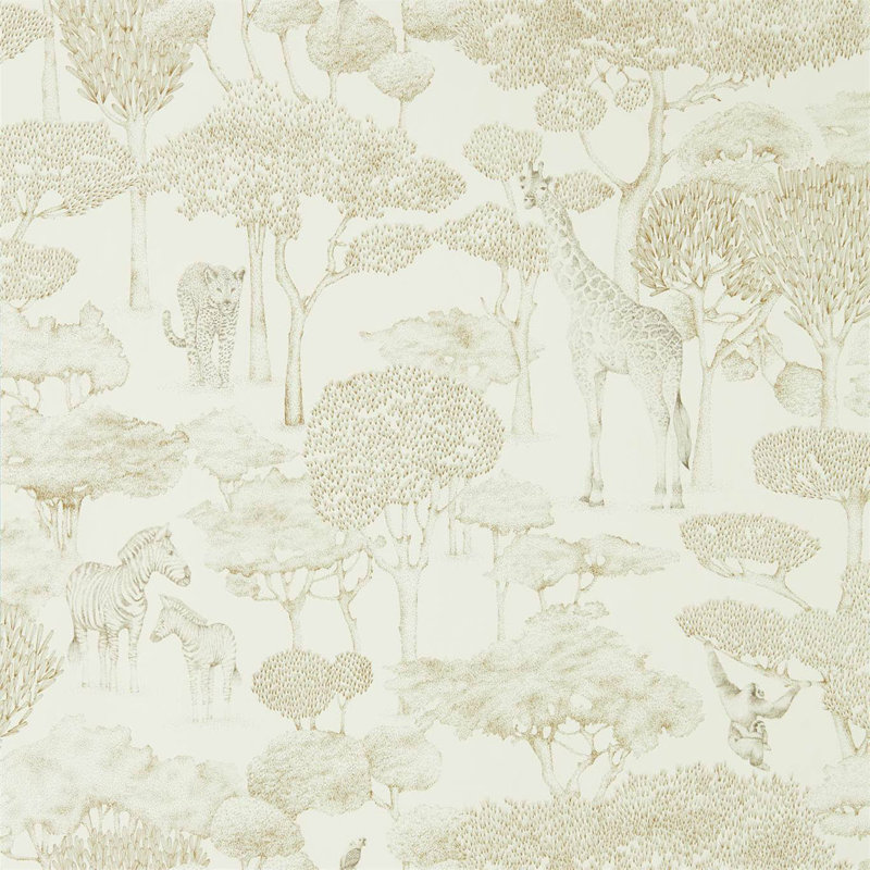 Shamwari 10.05m x 68.6cm Wallpaper Roll, Chalk/Gold