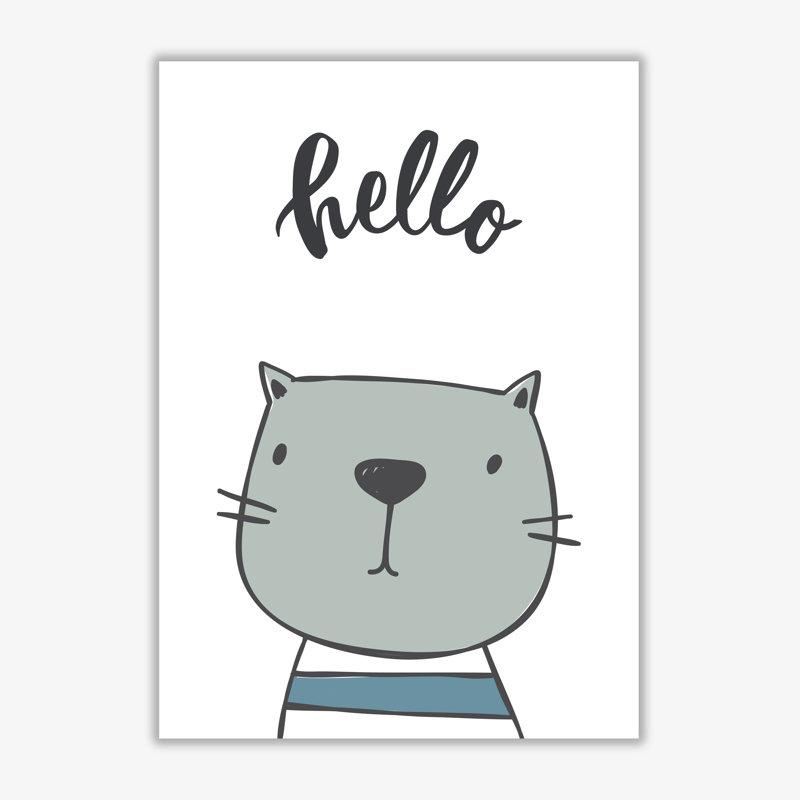 Hello Cat - Painting, No Frame, 30 cm H x 21 cm W x 1 cm D
