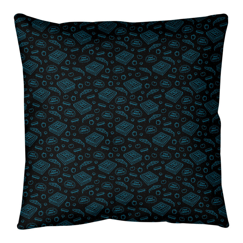 Coussin de sol pizza, H 28 po x l 28 po, Noir / bleu