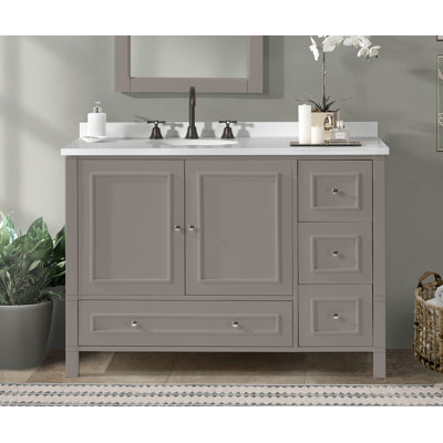 Meuble-lavabo simple Williamsburg (L) 48 po x l 21,3 po x H 34 po (base seulement), gris