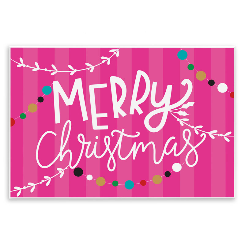 «Merry Christmas over Pink Stripes», art par Louise Allen Designs, H 10 po x l 15 po