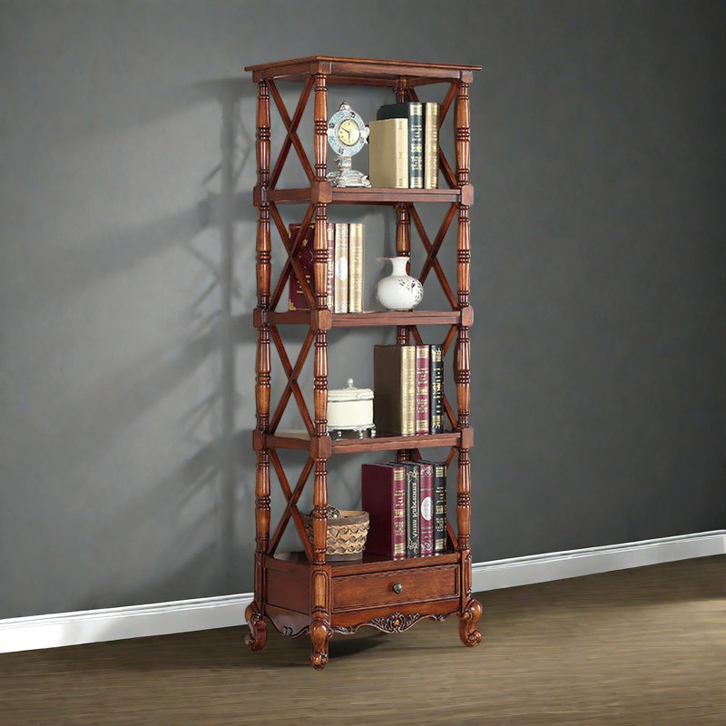 Une bibliothèque au charme classique, Brun, (4 tablettes) H 72 po x l 31,4 po x P 15,7 po