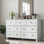 Commode 7 tiroirs Farmhouse, commode blanche pour chambre à coucher