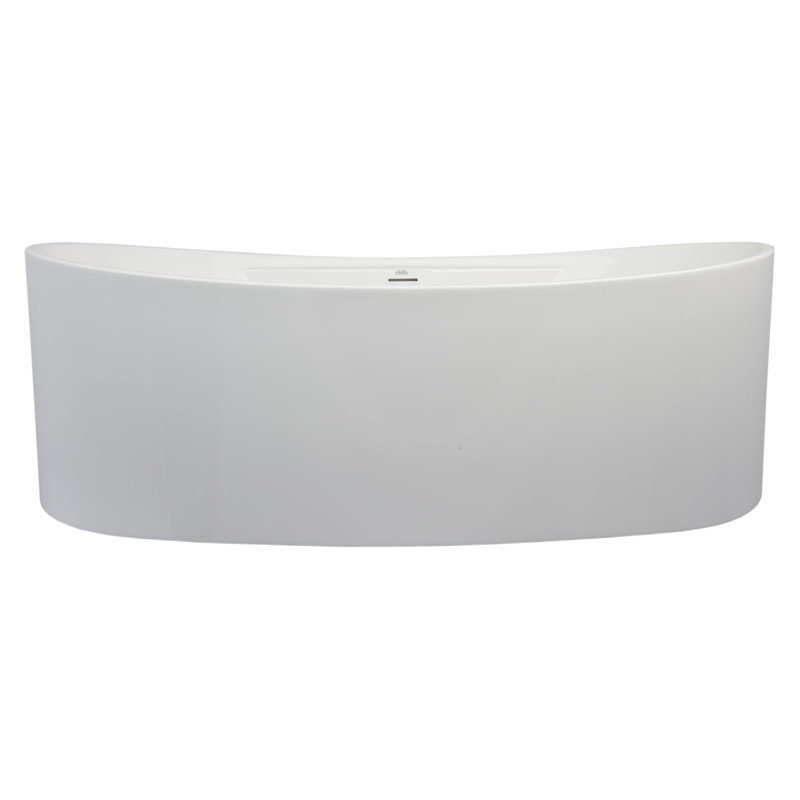 Grant 66" x 36" Freestanding Soaking Solid Surface Bathtub, Glossy White, White