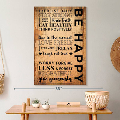 How To Be Happy Quote Canvas Print