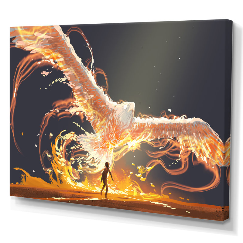 Jeu vidéo Phoenix Bird Flying - peinture sur toile, H 8 po x l 12 po x P 1 po, Toile tendue