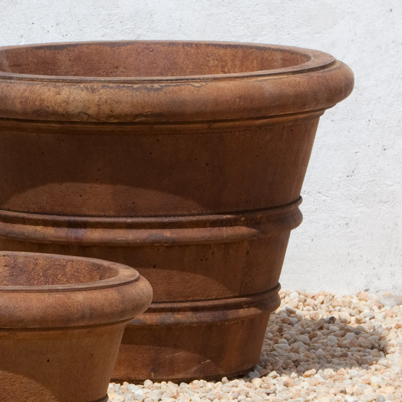 Handmade Planter, 17.5" H x 24" W x 24" D, Travertine